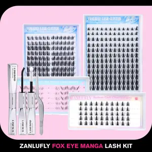 zanlufly Lash Extension Kit Fox Eye Lash Clusters  Manga Cat Eye Lash Extensions C Curly Anime Lash Extension Kit Comestic Makeup TikTokShopBlackFriday