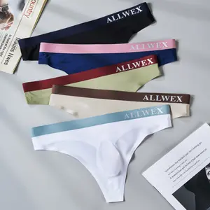 ALLWEX Men's Underwear Briefs Low Waist Triangle Ice Silk Seamless T-Pants Menswear Socks in Multiple Colors Operator Black