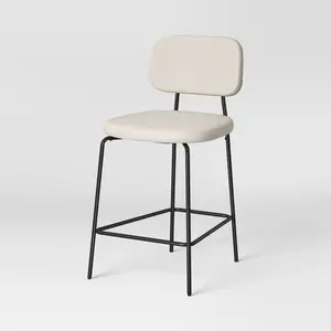 1pk 24" Upholstered with Metal Base Counter Height Barstool Cream Boucle - Room Essentials
