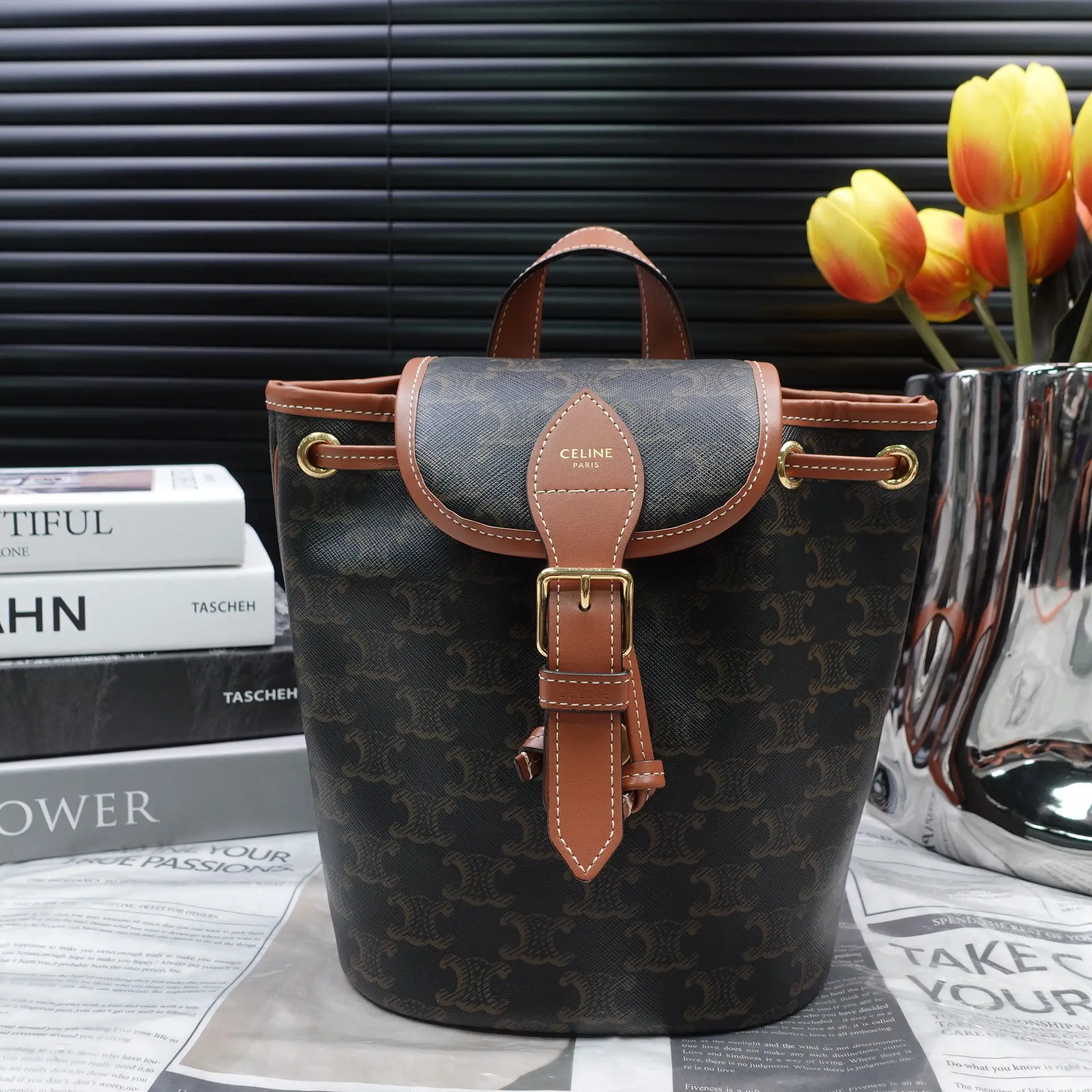 Pre-owned Celine Calfksin Backpacks Ore Owned Coated Canvas Backpack T10321063