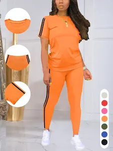 Women's Summer Sports Set, Short Sleeve T-Shirt + Tight Long Pants, Casual Running Fitness Yoga Training, Multiple Colors Available