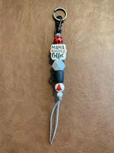 Mama Needs Coffee Red Plaid Keychain