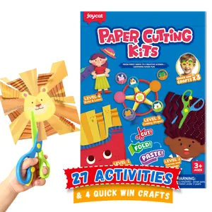 JoyCat Scissor Skills Activity Book, 4 Progressive Levels to Learn Cutting for Kids, 27 Fun Crafts with Child-Safe Scissors, Develop Fine Motor Skills, Ideal Christmas Gift & Arts and Crafts