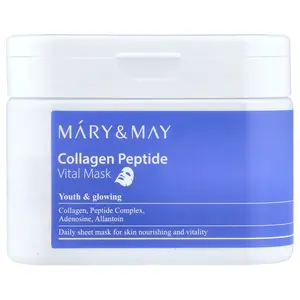 Mary & May Collagen Peptide, Vital Beauty Mask, 30 Sheets, 14.1 oz (400 g)