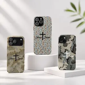 Jesus Saves Camo Phone Case | Christian Faith Cross iPhone Case | Duck Camo Protective Cover for iPhone 17 16 15 14 13 12 11