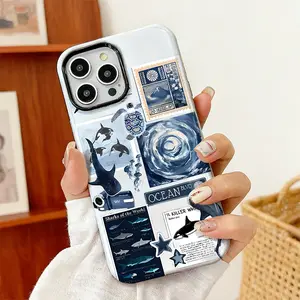 Whale Shark Pattern Phone Case, Electroplated Cover with Airbag Shockproof Slim Soft TPU Cover for iPhone X 11 12 13 14 15 16 17 Pro Max Plus Air Girl