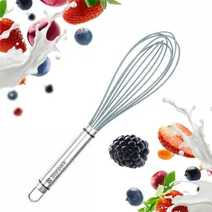 Starpack 'Whip it Good' Silicone Whisk for Nonstick Cookware - Non Scratch Whisk Heat Resistant 600°F - Kitchen Whisks for Cooking, Baking & Stirring - Silicone Coated Durable Rubber Egg Whisks