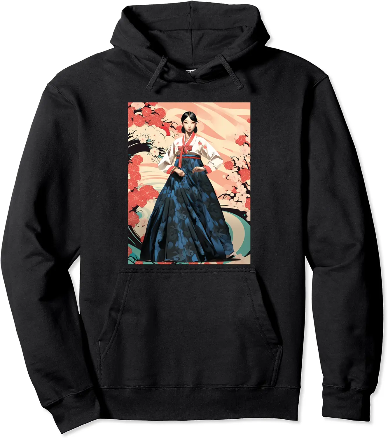 Beautiful South Korean Woman Wearing Hanbok Seoul Joseon Pullover Hoodie - Marcosal Shop 96B0CFW3YQRR