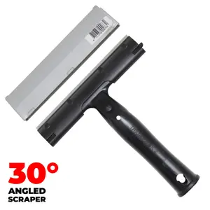 Triumph 6in/15cm MK2 Scraper Black Angled 30° Steel Blade for Window Film & Paint Removal with Interchangeable Blades & Cover Guard