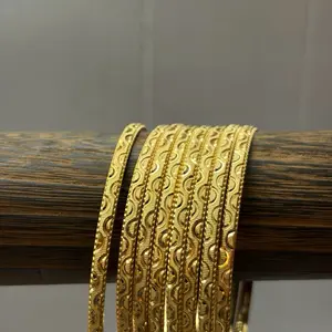 Gold Plated Bangles - 8 Piece Traditional Look with Modern Touch. Check Available Size Bengal Jewelry Set