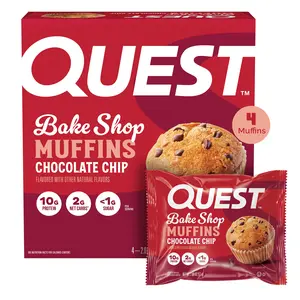 Quest Bake Shop Protein Muffins – Chocolate Chip Flavor, 10g Protein per Muffin, 4 Count, Deliciously Healthy Snack for Anytime!