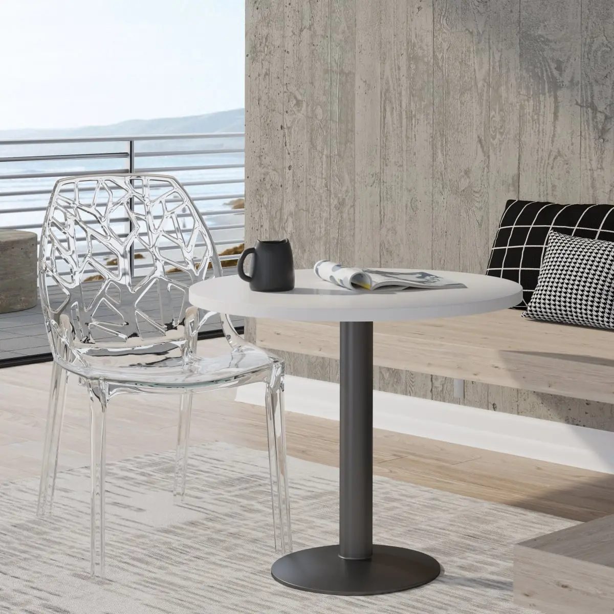 LeisureMod C18CL 32 x 17.25 x 21.50 in. Modern Cornelia Dining Chair, Clear