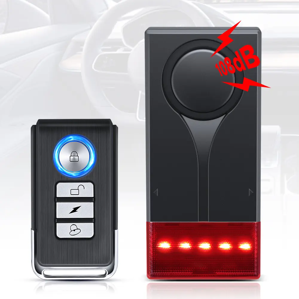 Car Anti-Theft Vibration Alarm with Remote Control, 108db Automotive Car  Vibration Sound Light Alarm, Wireless Remote Vibration Sensor, Auto  Security Alarm