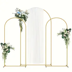 7.2ft Gold Metal Wedding Arch Backdrop — Heavy-Duty Reinforced Base, Indoor/Outdoor Large Ceremony Arch for Balloons & Floral Displays, Flowers