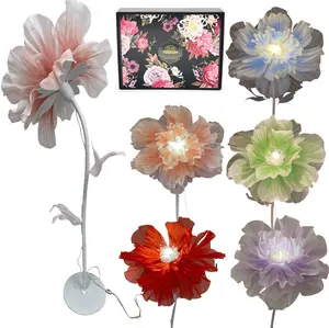 【Dancing Petals】Automatic Opening Closing Wedding Decor Props Silk Peony Artificial Flowers Wedding Road Guide Flower Birthday Party Garden Decoration Home Decor