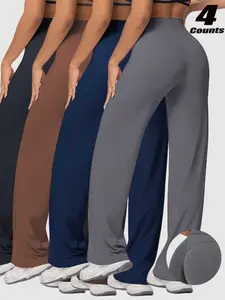 Women's Solid Color Slimming Yoga Wide Leg Pants, Summer Spring, Sweat-Wicking Breathable Fabric, Outdoor Running Gym Wear