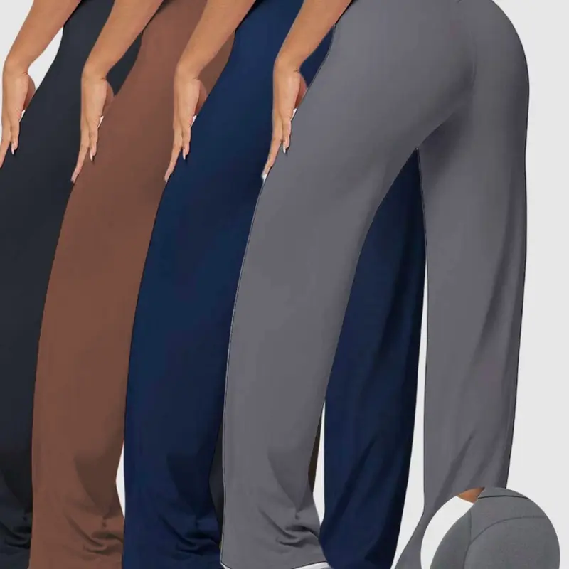 Women's Solid Color Slimming Yoga Wide Leg Pants, High Waist Sportswear, High Waisted Sportswear, Gym & Outdoor Sportswear, Summer Spring, Sweat-Wicking Breathable Fabric