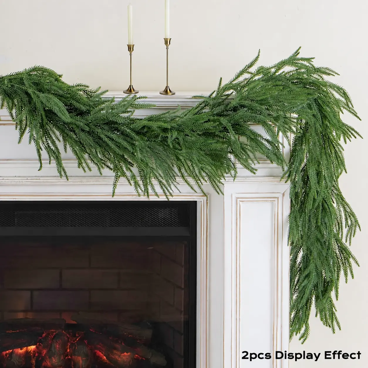 4/8PCS 180cm Artificial Norfolk Pine Garland, Realistic Faux Greenery Swag with Soft Flexible Branches for Fireplace Mantel, Staircase, Doorway, Porch, Christmas Holiday and Home Decor
