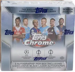 1 (ONE BOX) - 2025/26 Topps Chrome UEFA Club Competitions Soccer Hobby Jumbo Box