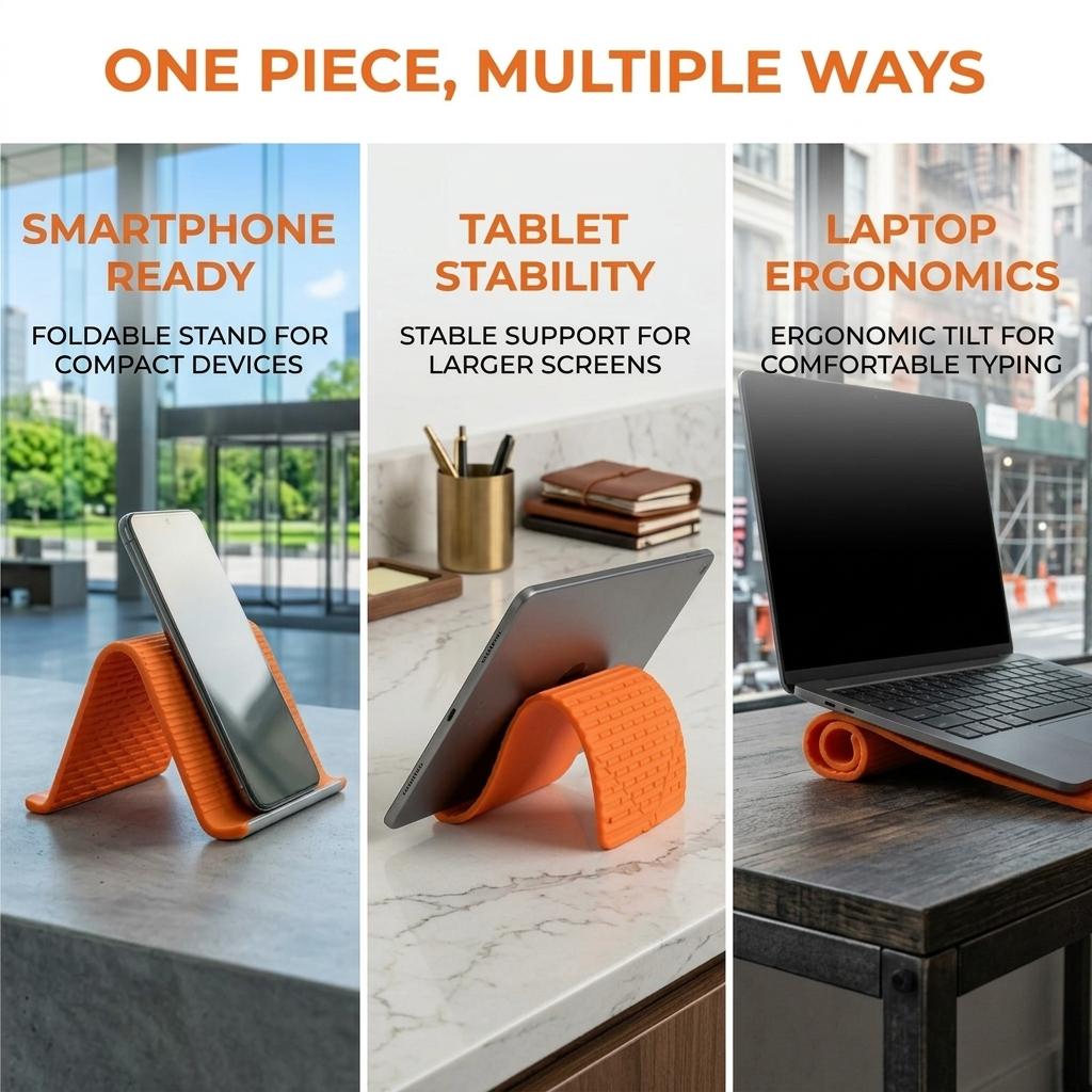 Portable Foldable Silicone Phone Holder, Bendable Freely into Any Shape, Multi-Angle Adjustable Stand for Mobile Phone, Tablet, Laptop, Anti-Slip Desktop Mount, Universal Fit, Home Office Travel Use, Orange Black Portable Foldable Silicone Phone Holder, Bendable Freely into Any Shape, Multi-Angle Adjustable Stand for Mobile Phone, Tablet, Laptop, Anti-Slip Desktop Mount, Universal Fit, Home Office Travel Use, Orange Black