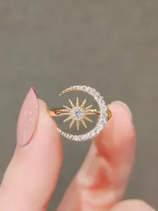 Fashionable Elegant Trendy High-End Star Moon Open Ring, Stylish Accessory for Women, Perfect Gift Idea, Unique Jewelry Piece, Solar Sun Rings