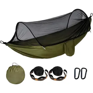Lightweight Portable 2 Person Parachute Camping Hammock with Mosquito Net, Perfect for Indoor Outdoor Backpacking, Survival, Travel and Patio Activities