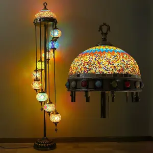 Turkish Mosaic Floor Lamp |   56" |   Multi-Color Glass |   LED Lighting, Warm Ambient Glow |   Home Decor |   Art Deco Style |   Plug-In, 110V