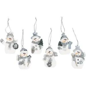 12-Piece Christmas Decor Set - Blue Snowman Ornaments, Hand-Painted Resin Craftsmanship |   Traditional Holiday Tree Decorations for Children and Adults |   The Perfect Choice for Your 2025 Christmas Decorations