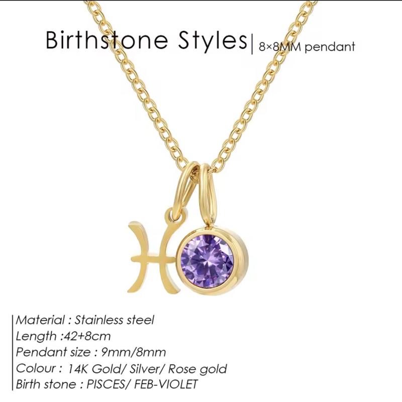 Zodiac Birthstone Necklace | Dainty Crystal Birthstone Necklace | Gold Stainless Steel | Gemstone Jewelry | Hypoallergenic Jewelry | Natural Crystals