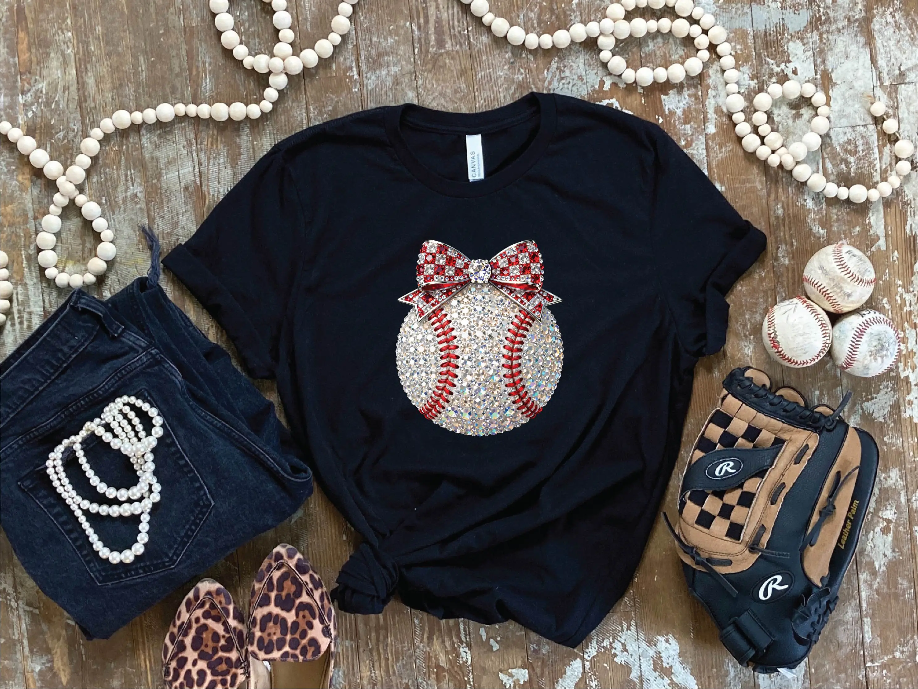 Baseball Faux Rhinestone Ball - Unisex Comfort Color Graphic Tee