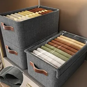 3pcs Clothes Storage Boxes Set with Steel Frame, Versatile Organizer for Quilts and Pants, Ideal for Home and Dorm Use