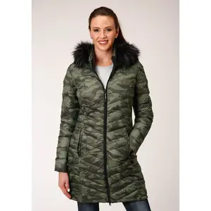 Womens Parachute Camo Long Down Jacket
