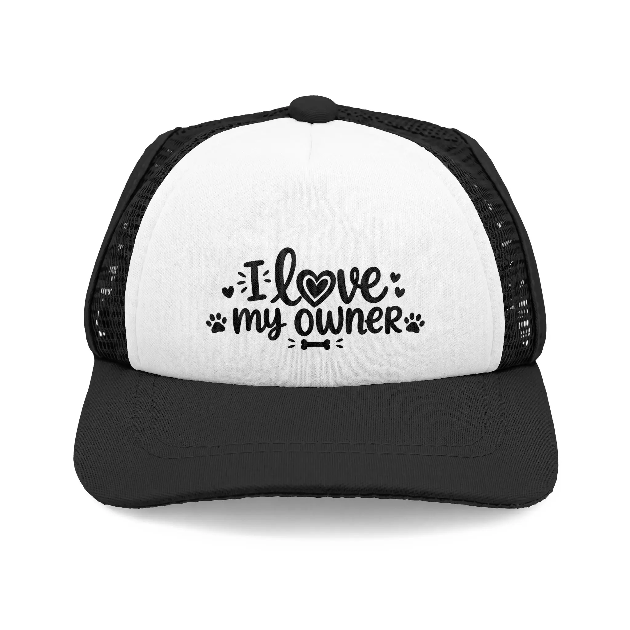 I Love My Owner Dog Foam Trucker Hat | Paw Print Pet Lover Cap