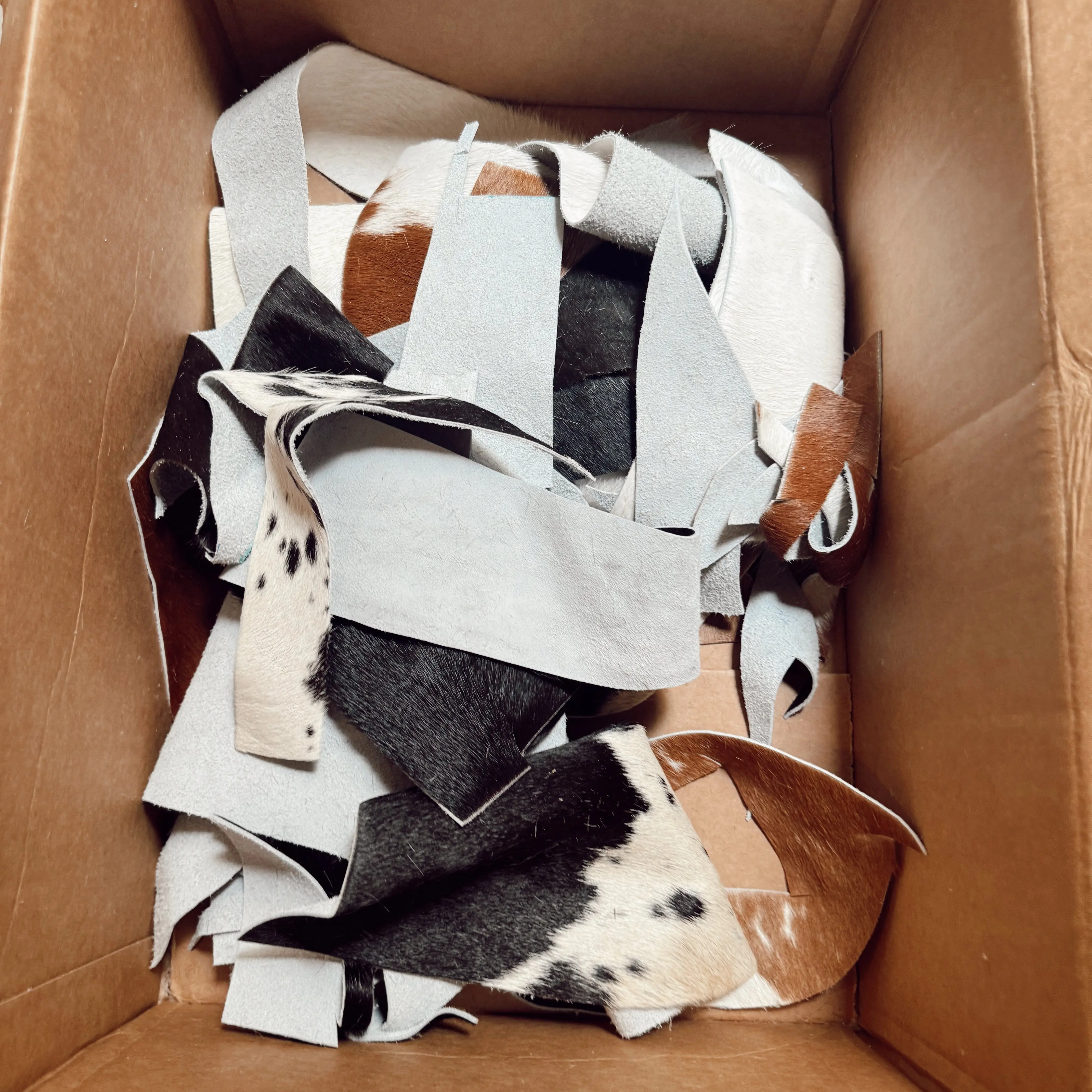 20lb. Scrap Box of Cowhide Leather pieces