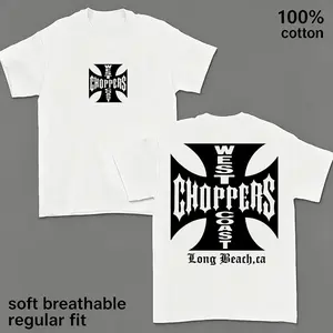 Men’s Biker Cross Graphic T-Shirt 100% Cotton White Streetwear Tee, Retro Motorcycle Club Inspired Shirt, Soft Breathable Regular Fit Casual Top, Gothic Chopper Style Graphic Tee for Riders, Garage Culture and Heavy Metal Fashion Fans