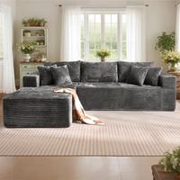 108" Grey L Shaped Sofa with Left Chaise