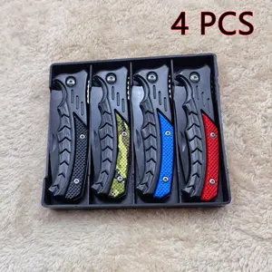 4-piece folding knife set - equipped with stainless steel blade and ABS anti slip handle, suitable for camping, fishing, hiking, EDC pocket knife gift box, the best choice for holiday gifts for men and women