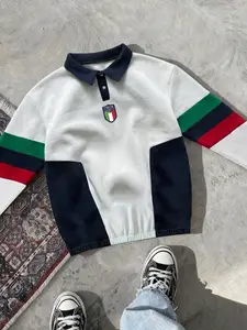 Men's Pullover Sweatshirt Autumn Winter Sportswear, Brazil Color Block Logo Print, Casual Home Wear, Daily Use