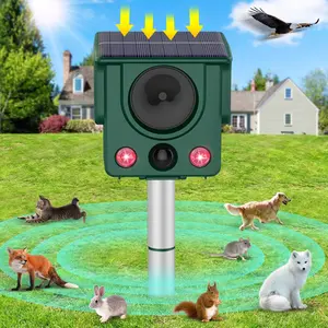 Solar Ultrasonic Animal Repellent, 3230 Sq Ft Coverage, Motion Sensor, LED Flash, Waterproof, Humane Pest Control for Cats, Dogs, Squirrels, Foxes, Pigs