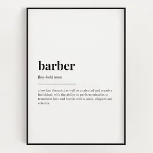 Barber Definition Print, Barber Definition Poster No Frame unframed canvas poster Decor Glossy