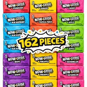 Now and Later Low Fat Tangy Candy Variety Pack - 27 Count (3 Each of Cherry, Strawberry, Watermelon, Grape, Pineapple, Tropical, Banana Flavors), 162 Fruity Chewy Snacks, 9x6 in, Room Temp Friendly, Food & Snacks
