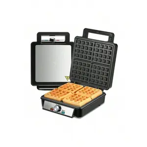 4-Slice Waffle Maker 1200W, With Non-Stick Surfaces, Browning Control, Black, Stainless Steel