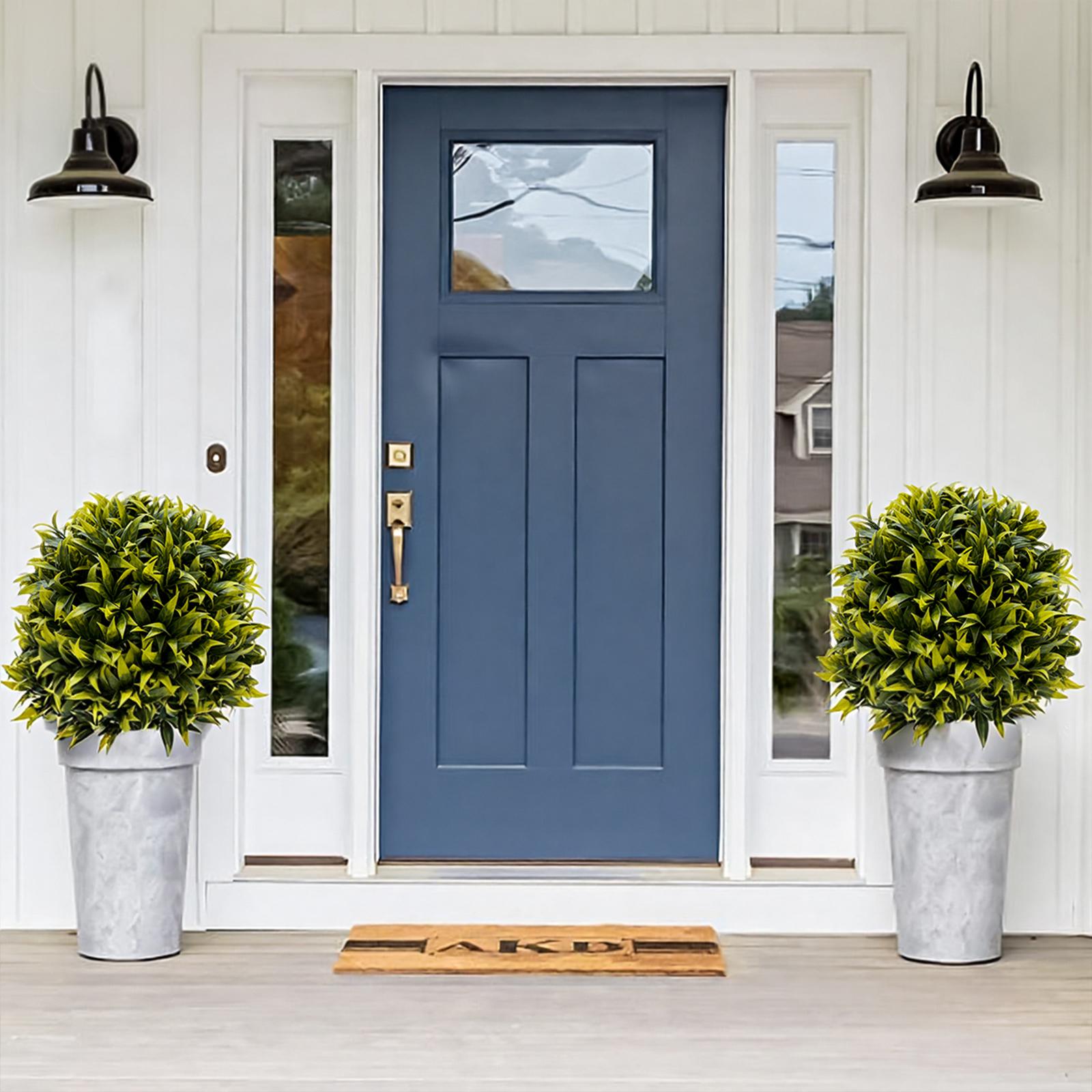 2 Pcs Artificial Pasture Topiary Trees PE Leaves & Flowers Plastic Trunk & Iron Rod for Outdoor Indoor Home Garden, Terrace or Balcony Decoration Ornamental Artificial Plants