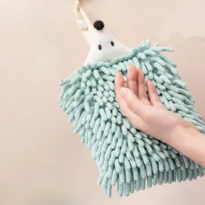 2026 New Arrival Cartoon Animal Series Hand Towel, Cute Hedgehog Chenille Hanging Towel, Thickened Soft Plush, High Absorbent Aesthetic Home Bathroom Daily Essentials, Hangable