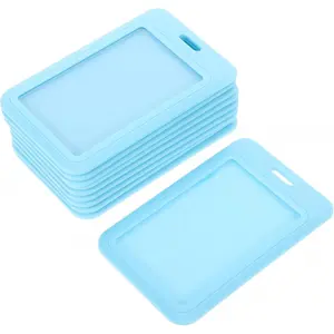 Sliding Plastic Badge Holder Card Protector Pouch with Cover 10pcs Hard Plastic Id Card Sleeve for Office and School Use Card Storage