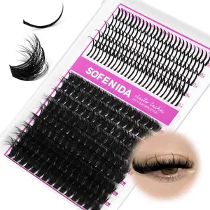 Lash Clusters Thick Lash Cluster with Lash Spikes 13-21MM Eyelash Clusters Thick Volume DIY Fairy Spiky Lash Extension Manga Lash Clusters Volume Cluster Lashes by SOFENIDA(100D-10-18MM)