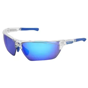 MCR Safety Dominator 3 Safety Glasses with Clear Frame and Polarized Ice Blue Mirror Lens