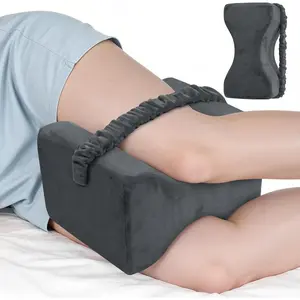 Knee Pillow for Side Sleepers, Memory Foam Leg Pillow with Strap, Supportive Elevation Pillow Between Legs for Knee, Ankle Sciatica, Pregnancy, Joint Pain (Gray/Medium)