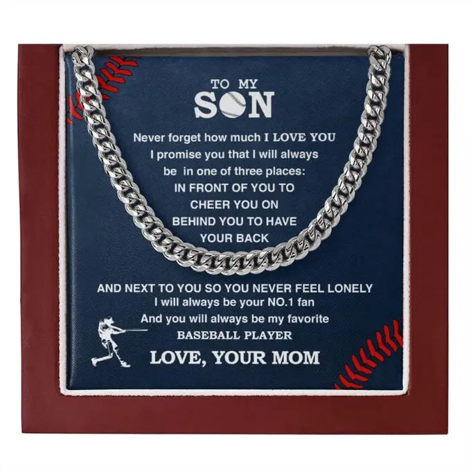 Boys Baseball Necklace To My Son From Mom, Son Pendant Gifts From Dad to Baseball Player, Inspiration Jewelry Gift For My Son, Congratulation Graduation Masters Present from Dad