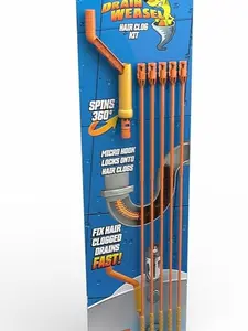 Drain Weasel Sink Snake Hair Clog Remover Tool, Pipe, Bathroom, Bathtub Cleaner, 18-inch, Made in the USA, 5 Wands and Removable Handle